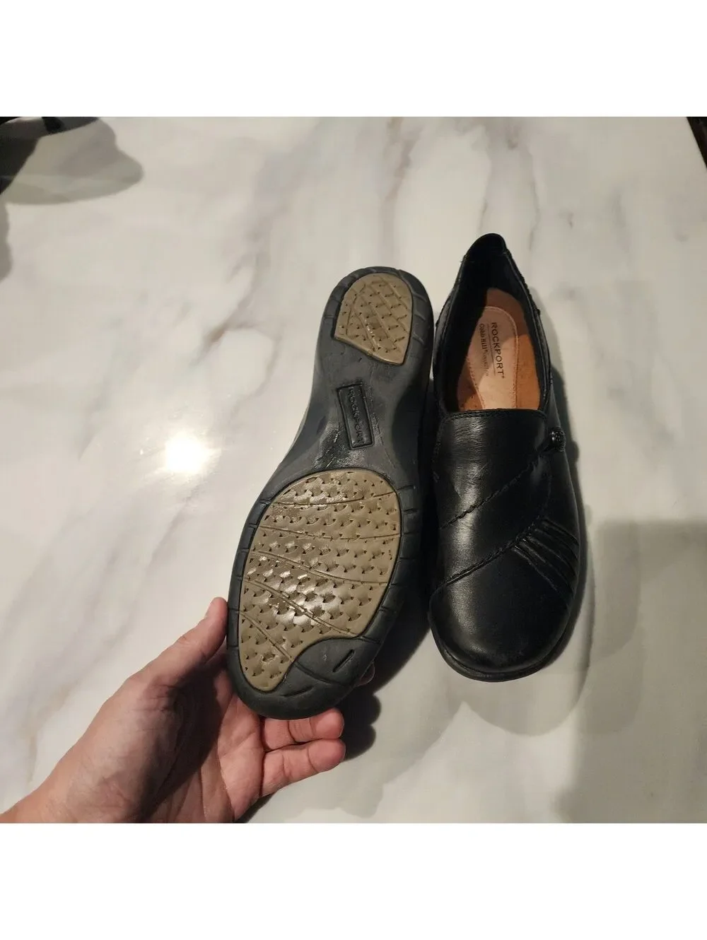 Rockport Women's Black Leather Slip-On Comfort Shoes Loafers Size 9.5 US
